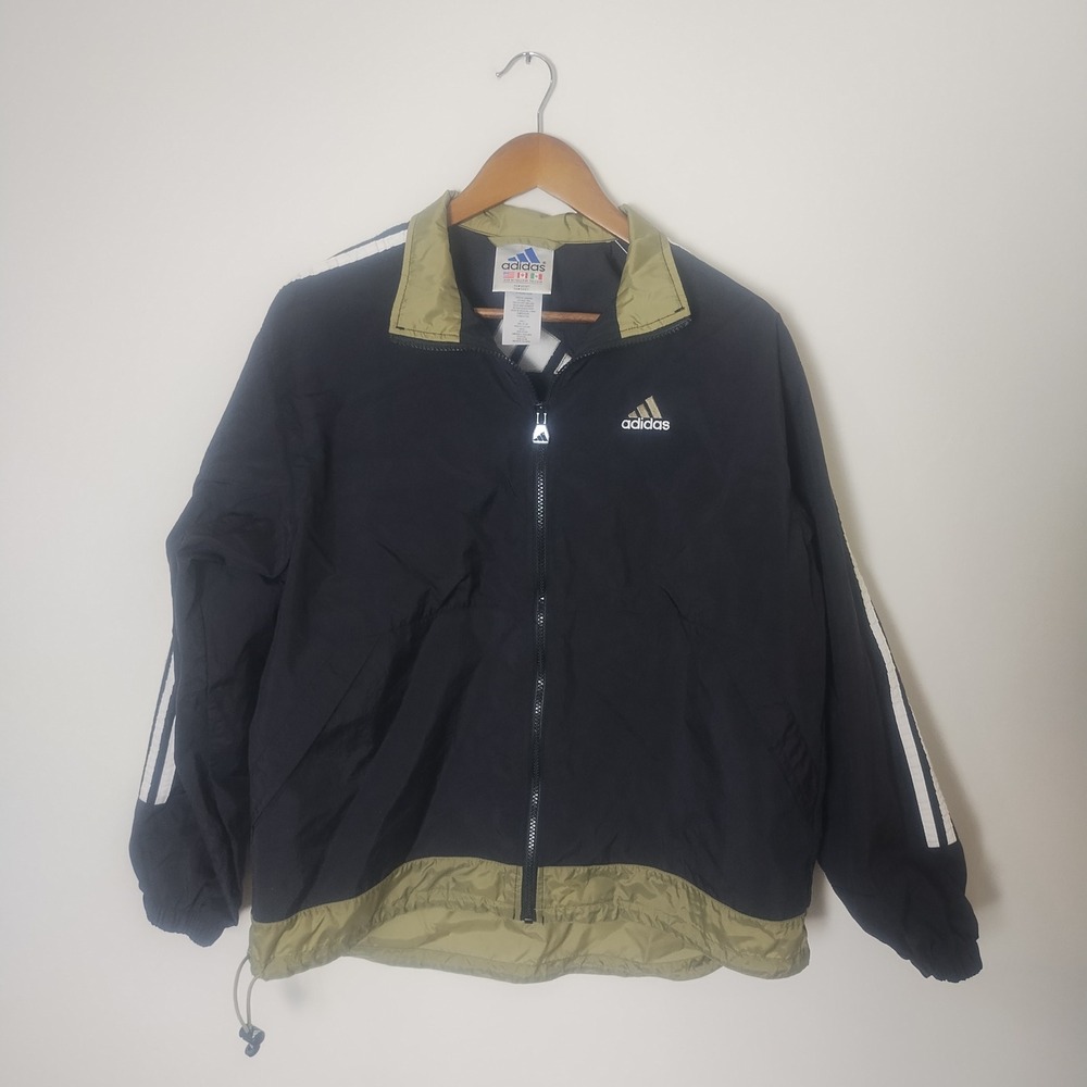 Adidas Vintage Track Jacket Windbreaker Medium Front Back Logo Sporty